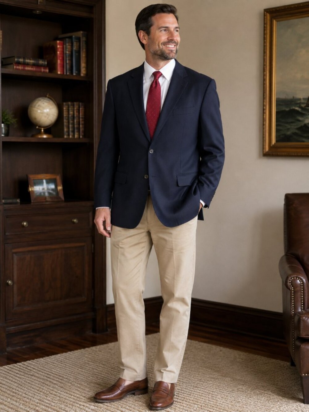 Kingsridge Custom Fabric Co. Paul Reed Men's Navy Two Button Blazer Sport Coat
